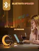 A woman is using a laptop and talking on the phone in a dimly lit room, with a decorative lamp and a glass of wine on the table. Produktbild-Vorschau