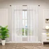 WOLTU 2er-Set Gardinen transparent Blumen Stickerei mit Produktbild-Vorschau 1