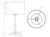 Technical drawing of a table lamp with dimensions. Náhled obrázku produktu