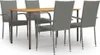 5-tlg. Garten-Essgruppe Poly Rattan Grau Produktbild-Vorschau 1