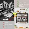 A split image showing a 'before' and 'after' comparison of wine storage. The 'before' side shows wine glasses and bottles in disarray, while the 'after' side displays a wall-mounted wine rack with bottles and glasses neatly organized. Produktbild-Vorschau