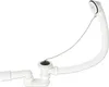 A white bathtub drain and overflow assembly with a flexible hose and chain. Anteprima dell’immagine prodotto