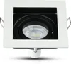 A white square recessed LED spotlight with a black interior and a clear glass lens. Produktbild-Vorschau