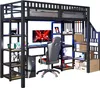 Hochbett 90x200 cm Metallbett mit Schreibtisch & LED Produktbild-Vorschau 7