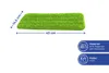 A green mop head with dimensions indicated and material information provided. Produktbild-Vorschau