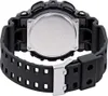 The back of a black G-Shock watch with a silver metal case back. Produktbild-Vorschau