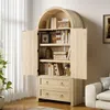 A wooden cabinet with open doors, displaying books and decorative items. Podgląd zdjęcia produktu