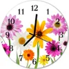 Glasuhr Wanduhr Küchenuhr Echt-Glas 30fi cm Blumen Produktbild-Vorschau 1