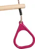 A close-up of a pink ring and rope hanging from a wooden bar. Anteprima dell’immagine prodotto