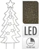 A product image showing a wireframe Christmas tree decoration with LED lights and stars, along with marketing text and icons. Podgląd zdjęcia produktu