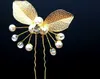 Pince à cheveux mariage avec perles blanches et feuilles Voir les images du produit 2