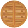 A top-down view of a round wooden table. Produktbild-Vorschau