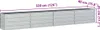 A long, silver planter box with multiple compartments, shown with dimensions indicated by text overlays. Produktbild-Vorschau