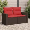 vidaXL Gartensofa mit Kissen 2-Sitzer Braun Poly Rattan Produktbild-Vorschau 2