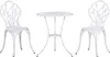 A white metal bistro set consisting of one round table and two chairs, displayed against a white background. Náhľad obrázku produktu