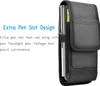 A black phone case with a pen holder is shown, with text describing its features. Náhled obrázku produktu