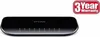A black TP-Link desktop network switch with indicator lights and a '3 Year Warranty' badge in the upper right corner. Produktbild-Vorschau