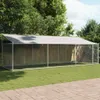 Klatka dla psa, z dachem i drzwiami, szara, 6x2x2 m, stal Podgląd zdjęcia produktu 2