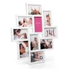 A white multi-photo frame collage displaying various candid photos of people, mostly families and friends enjoying themselves. Produktbild-Vorschau