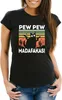 Damen T-Shirt Pew Pew Madafakas! schwarze Katze Spruch Meme Produktbild-Vorschau 1