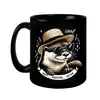 Otter mit Strohhut und Sonnenbrille Tasse in Schwarz mit Produktbild-Vorschau 2