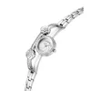 A silver Guess watch with a bracelet band and a round face, adorned with small stones. Produktbild-Vorschau
