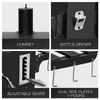A collage of four close-up images showcasing different features of a black grill. Produktbild-Vorschau