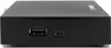 The back panel of a black electronic device is shown, featuring two ports: a USB port and a mini-USB port. Produktbild-Vorschau
