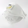 A white 3M Aura 9332+ FFP3 respirator mask with a white exhalation valve and yellow filter material is shown against a white background. Produktbild-Vorschau