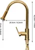 A gold kitchen faucet with dimensions indicated. Podgląd zdjęcia produktu