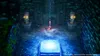 A character stands in a dimly lit, ancient-looking room with glowing skull statues on either side. Produktbild-Vorschau