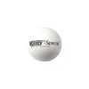 A white ping pong ball with black text and a logo. Produktbild-Vorschau