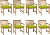 Gartenstühle 8 Stk. mit Hellgrünen Kissen Massivholz Teak Produktbild-Vorschau 1