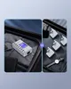 A split image showing a white multi-port USB charger on the left and multiple white power adapters on the right. Produktbild-Vorschau