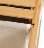 Close-up view of the bamboo frame and fabric basket of a storage unit. Podgląd zdjęcia produktu