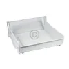 A white plastic drawer for a refrigerator or freezer, shown from a slightly elevated side angle against a white background. Podgląd zdjęcia produktu