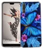 A smartphone with a case featuring a blue butterfly and flowers, displayed next to the phone's screen showing a woman dancing. Produktbild-Vorschau