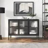 vidaXL Sideboard Schwarz 105x35x70 cm Glas und Stahl Produktbild-Vorschau 1