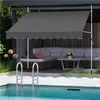 An outdoor patio area with a swimming pool, lounge furniture, and a retractable awning. Produktbild-Vorschau