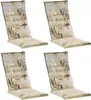 Four chair cushions with an olive theme are arranged in a grid against a white background. Produktbild-Vorschau
