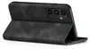 A black flip case for a smartphone is shown from a diagonal angle, with the front cover open. Produktbild-Vorschau