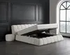 Boxspringbett Claudi 140 x 200 cm mit 2 Poof Cremebeige Produktbild-Vorschau 2