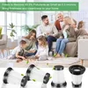 A family is enjoying time together in a living room, with vacuum filters displayed in the foreground. Produktbild-Vorschau