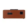 The back view of a wooden speaker with ports and buttons. Produktbild-Vorschau