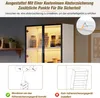 The image shows a vitrine with LED lighting and a diagram illustrating how to install an anti-tip device. Voir les images du produit