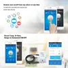 Collage showing a smart home device and its app interface on phones. Produktbild-Vorschau