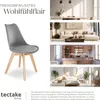 A collage of images showcasing a chair in different room settings, along with text describing its features. Náhled obrázku produktu