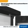 Close-up of a refrigerator door hinge mechanism with text overlays. Produktbild-Vorschau