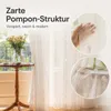 2 Stück Vorhänge mit Pompons Halbtransparent Weiß Voile Produktbild-Vorschau 2