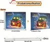 Weihnachts-Adventskalender-Box mit verschneitem Hausdesign, Vorder- und Seitenansicht mit Maßen, und zwei silberne Armband-Verlängerungsketten Voir les images du produit